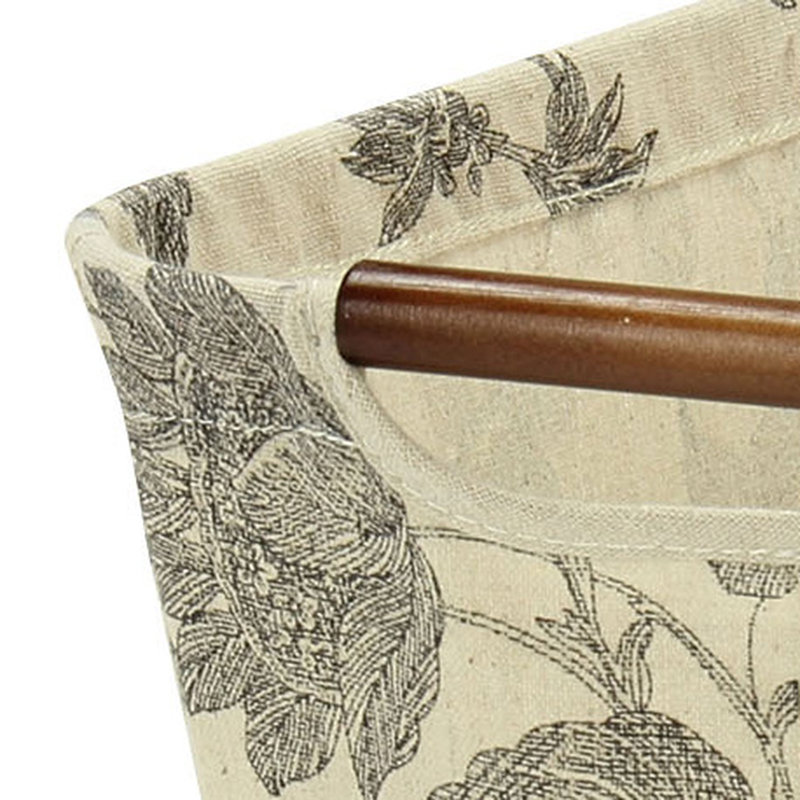 Bac de rangement effilé en tissu, H 7,5 po x l 13 po x p 10 po, Beige / noir