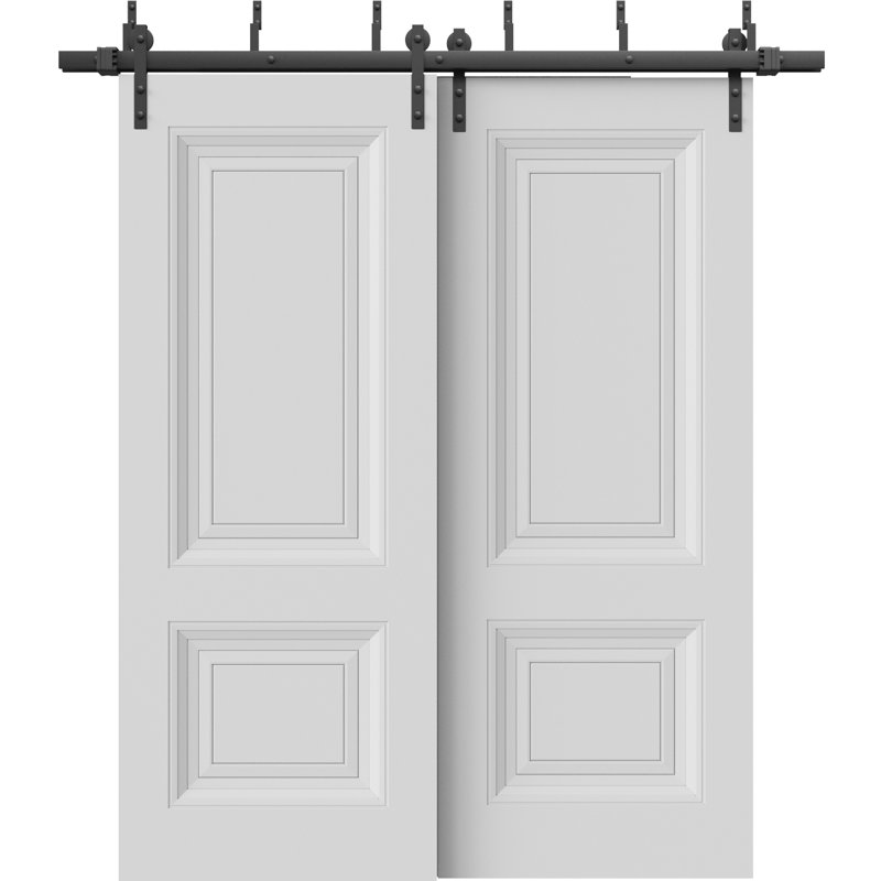 Portes coulissantes de grange coulissantes pour garde-robe | Blanc ESSENTIEL 1222 | Ensemble de quincaillerie de rails 6,6 pi | Portes de garde-robe de chambre en bois massif