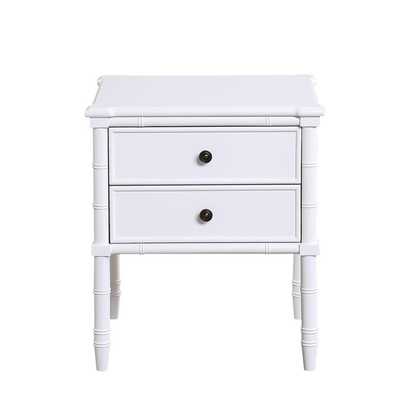 Modern Emmett 2 Drawer Nightstand, White