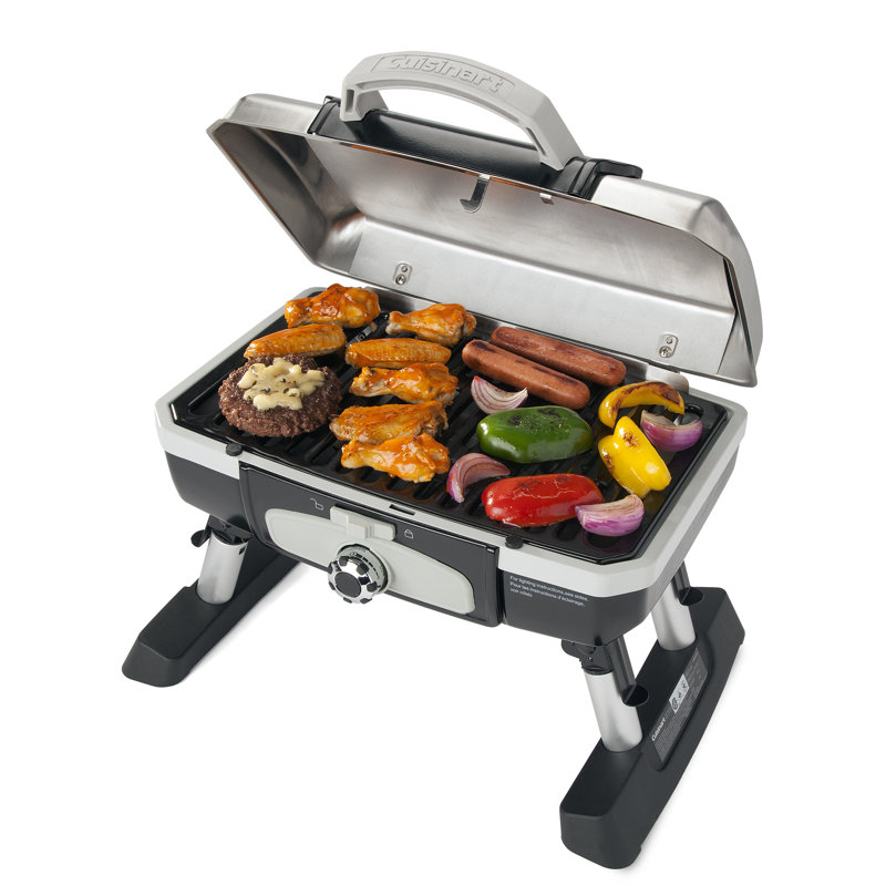 Cuisinart Single Burner Portable Liquid Propane 5500 BTU Gas Grill, Silver/Black