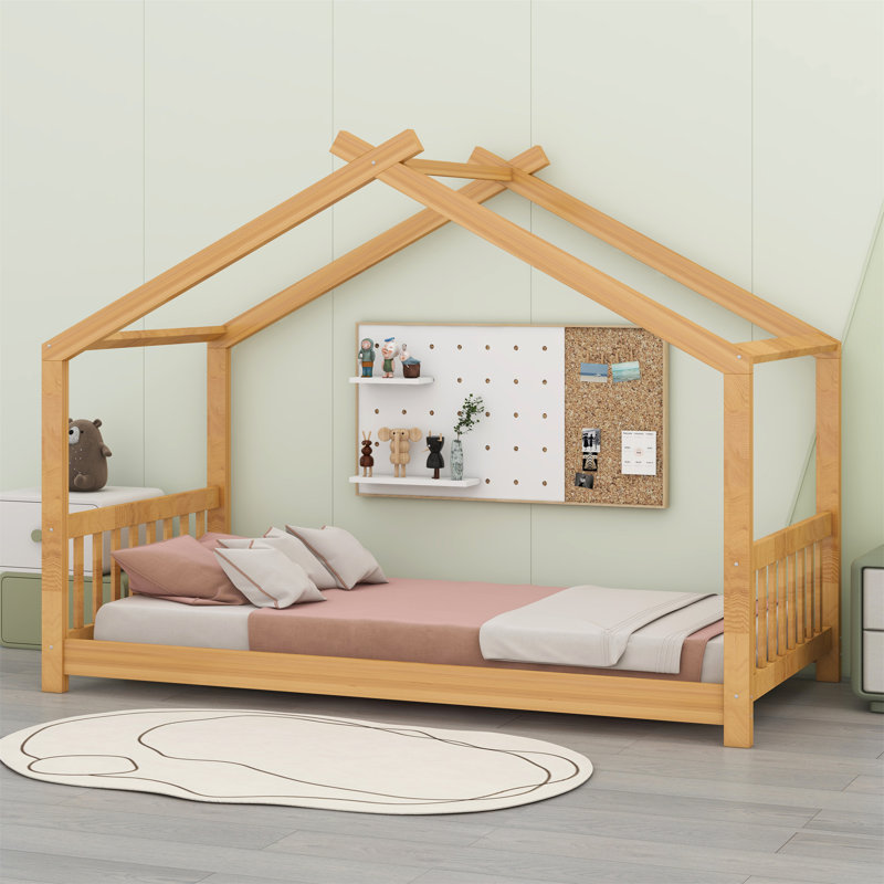 Lit plateforme House avec tête et pied de lit House, Naturel