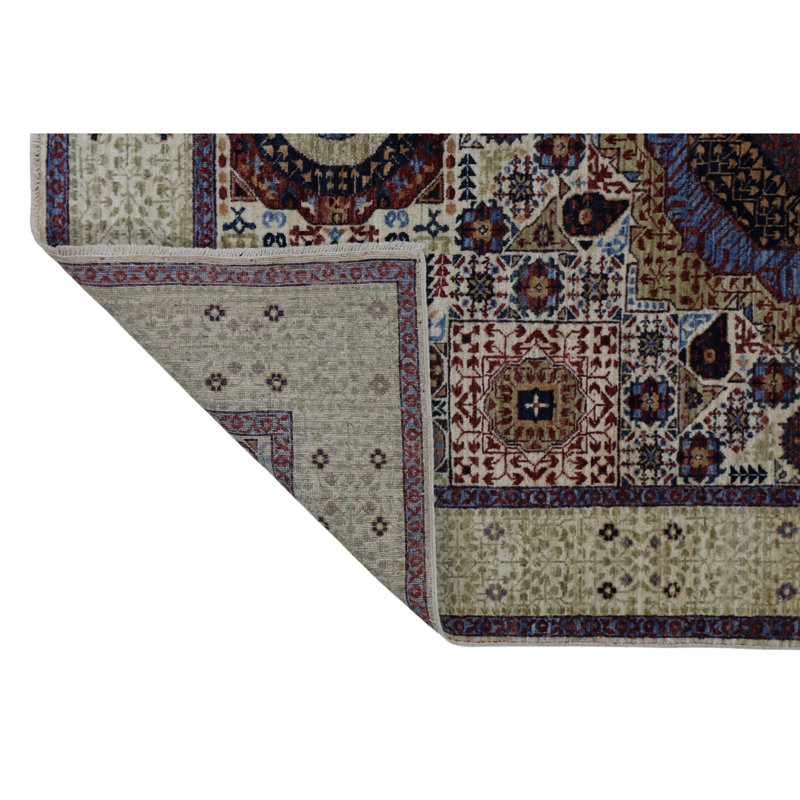 Hand Knotted Wool Area Rug in White