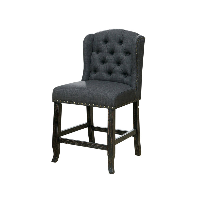 Fauteuil à oreilles de comptoir de 22,4 po de hauteur rustique, gris clair (2 / RTC), Gris / Noir