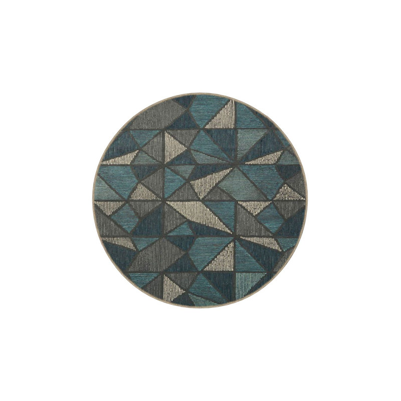 Tapis vert tissé à motif géométrique, Tapis de couloir 3 pi 3 po x 9 pi 10 po