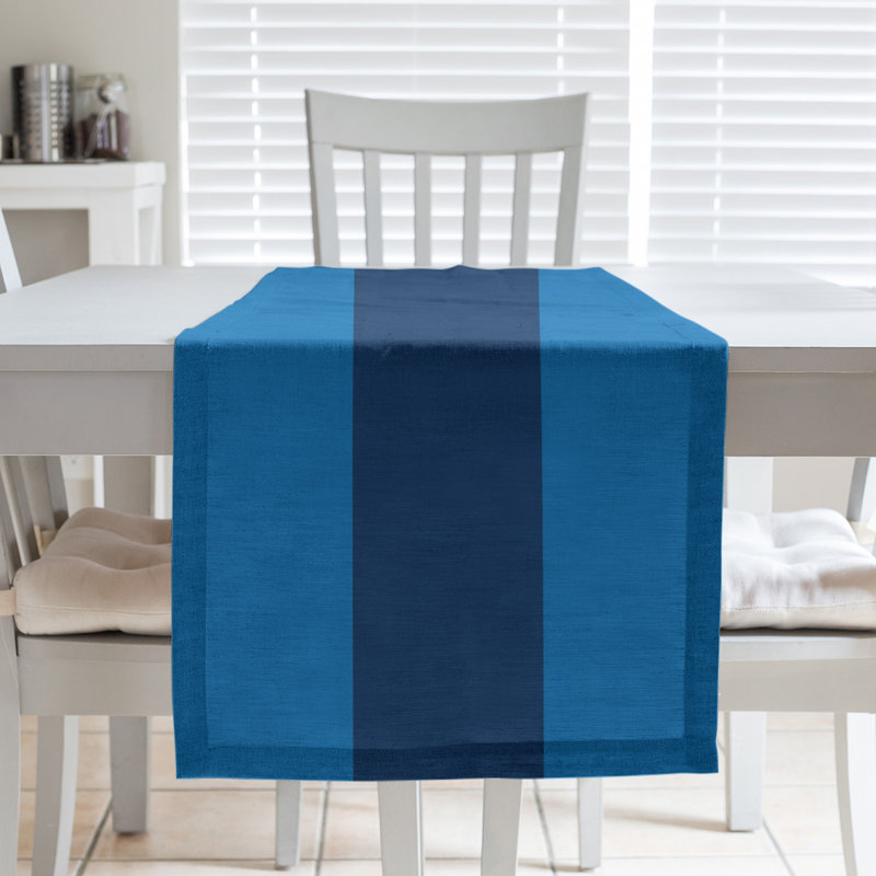 Chemin de table basket Philadelphia, L 72 po x l 16 po, Bleu / bleu marine / bleu, Sergé de coton