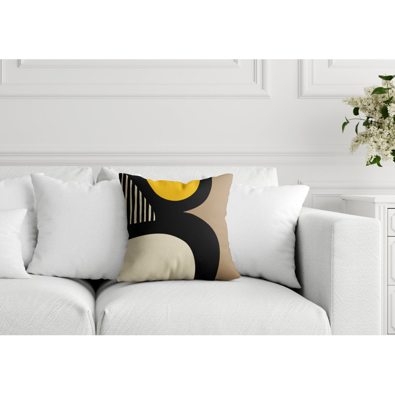 Lara Abstract Outdoor Reversible, 19" x 19", Yellow/Off White