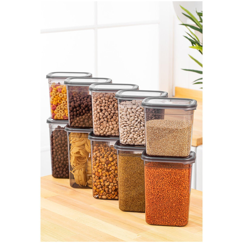 Durable Storage Box Set (10 Pieces), Anthracite Color, 5 Boxes: 5.5 x 5.5 x 4.0 inches (39.0 fl oz), 5 Boxes: 4.1 x 4.1 x 3.5 inches (50.7 fl oz) | 100% BPA Free Plastic, Dishwasher Safe, Ideal for Organizing Home & Office