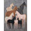 Famille de chevaux - Reproduction mate encadrée d'animaux décoratifs beiges