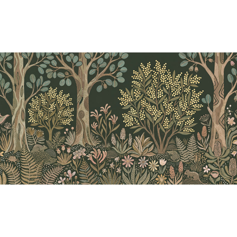 Papier peint nature fantaisiste avec papier peint forêt fantaisiste, 200 po x 120 po, Non-Woven Nonpasted