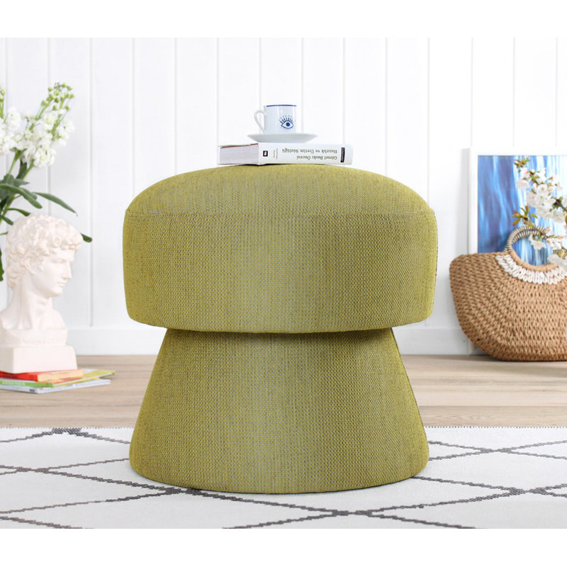 Repose-pieds pouf élégant, vert, 17,7 po de hauteur x 18,9 po de diamètre | 50% coton et 50% lin, 35 éponges orthopédiques, 2,4 po d'épaisseur | Parfait pour le salon, la chambre à coucher ou l'espace de détente, design confortable et chic