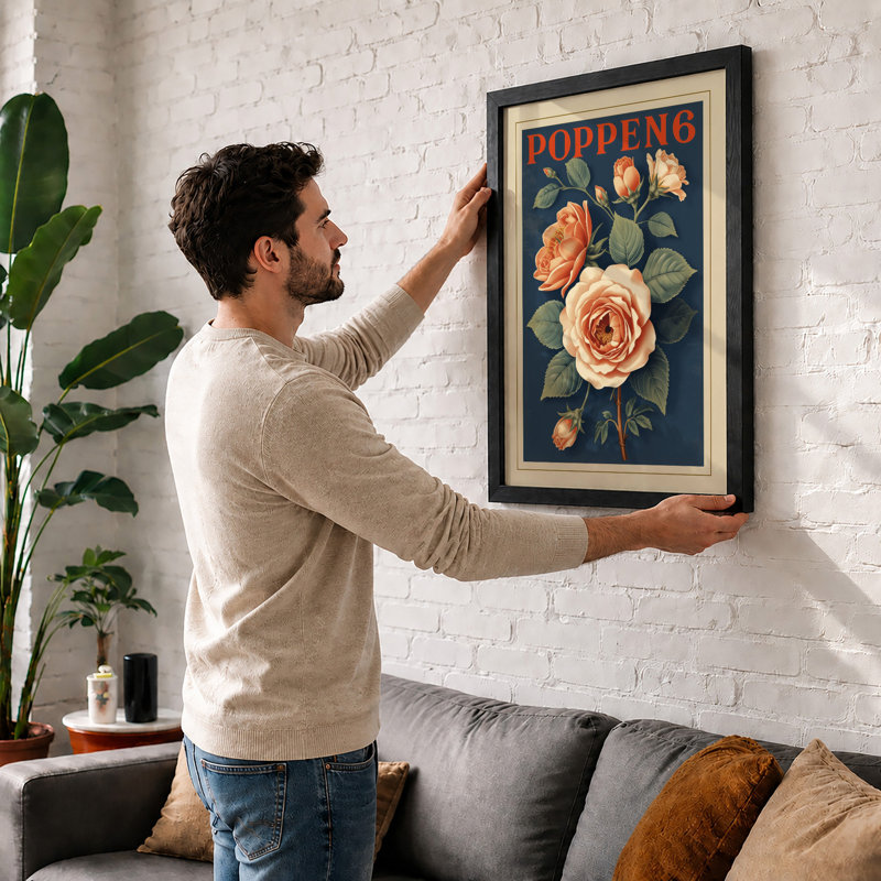 Poppeng Rose Vintage - Print, A2 - 59.4 x 42.0 cm, Walnut