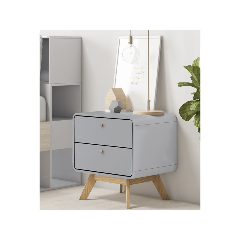 Maja 51cm W Bedside Table, Grey/Oak