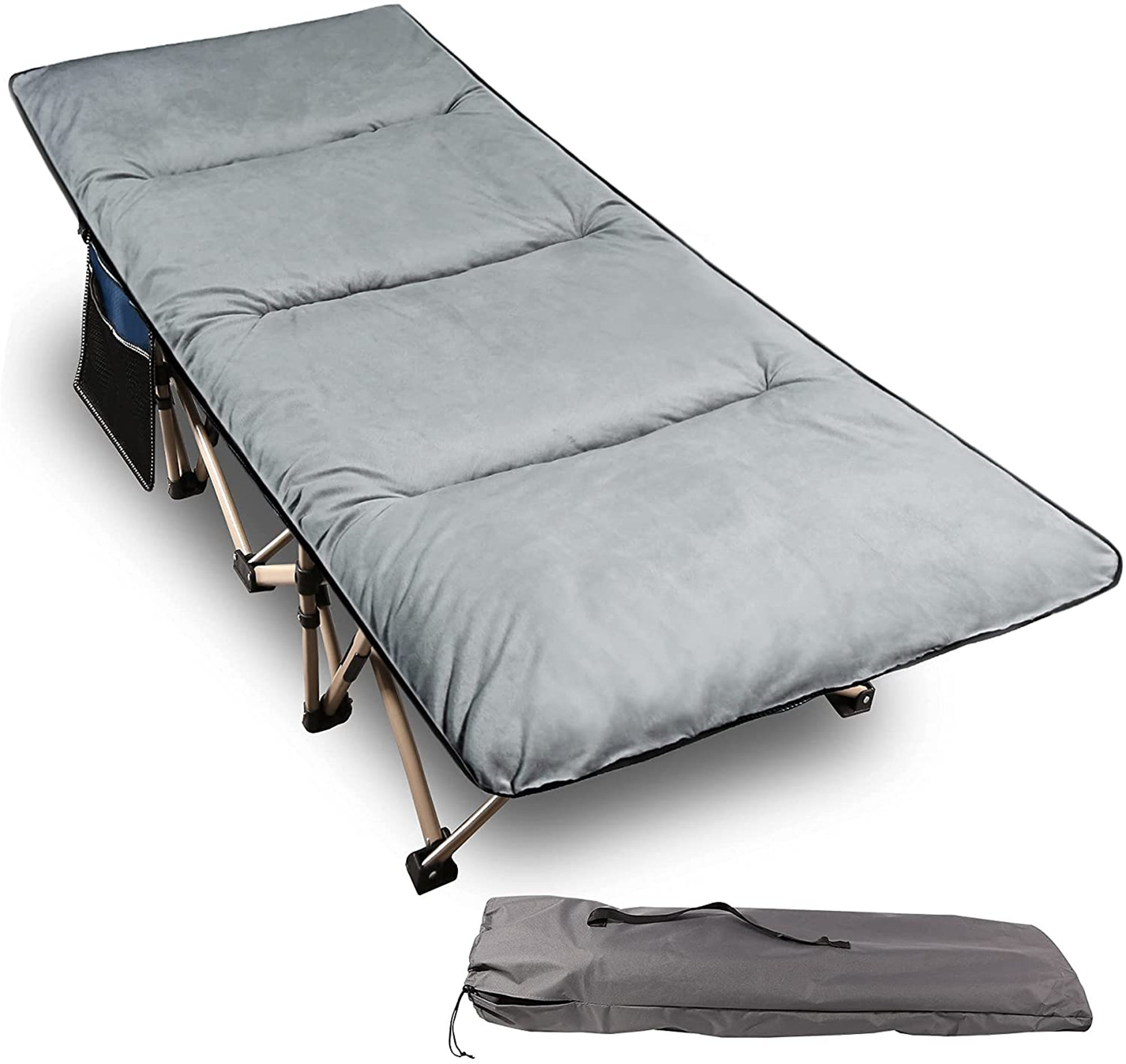 Lit De Camp Pliant 1 Personne Avec Matelas - Dossier Réglable 6 Positions - 190x68x30 Cm - Charge 150 Kg - 3