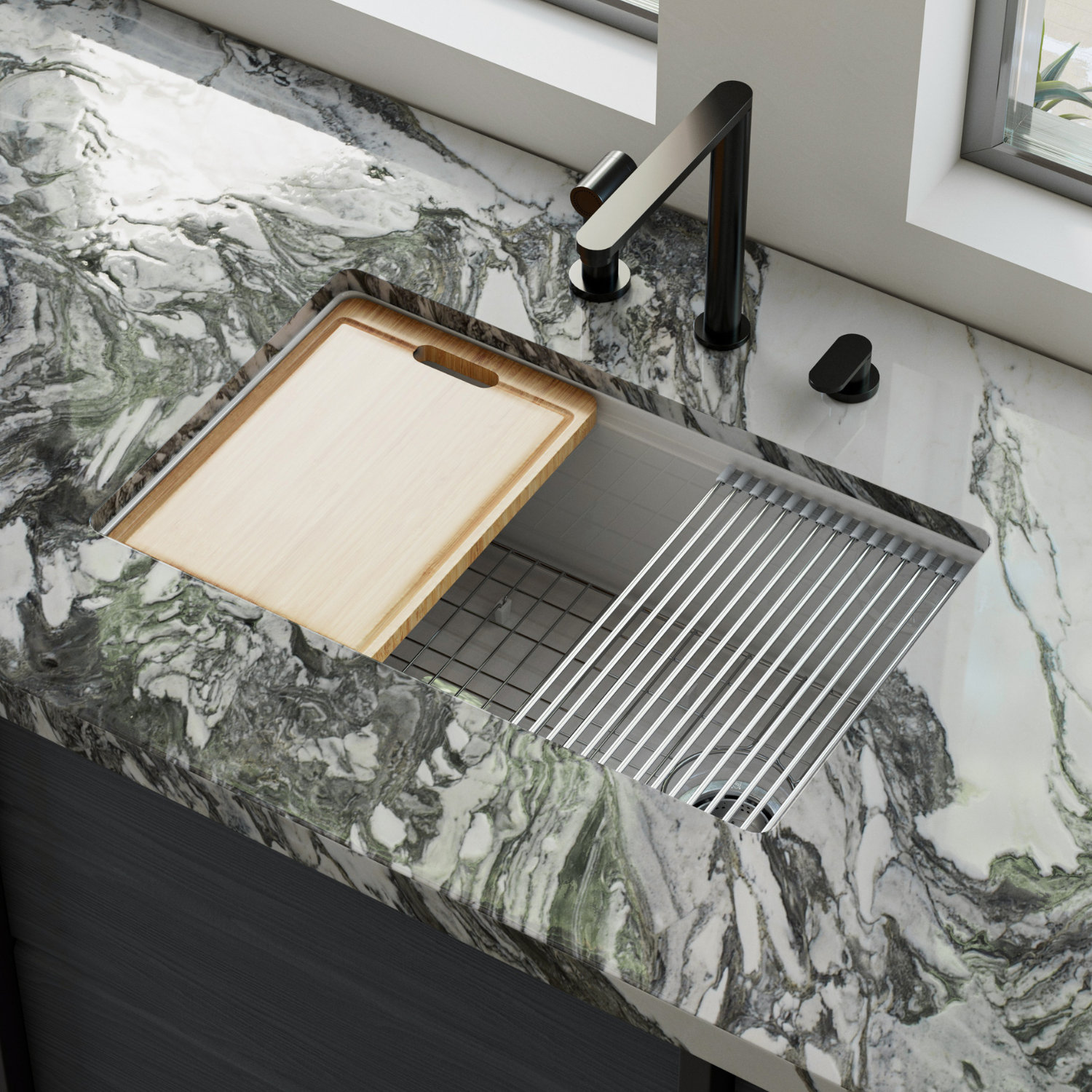 Los Flexi White Kitchen Sink Drop-in/Undermount Fireclay Workstation ...