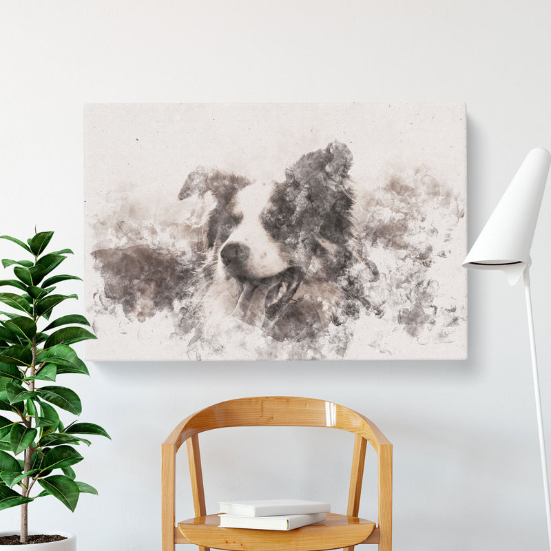 Border Collie Dog In A Meadow - Wrapped Canvas, 40cm H x 60cm W x 3cm D