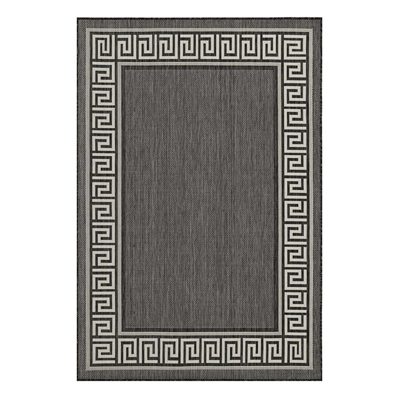 Timeless Border Design Indoor/Outdoor Area Rug, Flatweave Construction High Traffic Rug, Rectangle 7'10" x 10'3"
