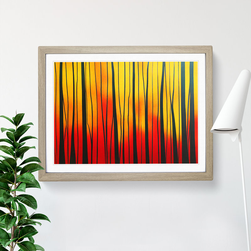 Abstract Autumn Forest Vol.2 - Single Picture Frame Print, 46cm H x 64cm W x 2cm D, Oak