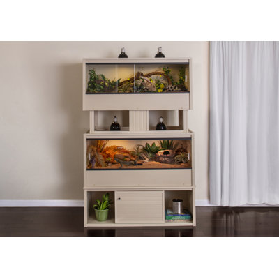 Ensemble de deux grands enclos pour reptiles New Age Pet Ecoflex avec empileur assorti et support pour armoire basse