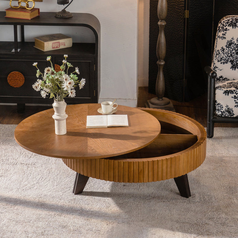 Table basse rétro avec rangement et fonctionnalité polyvalente, H 15,7 po x L 39,37 po x l 39,37 po
