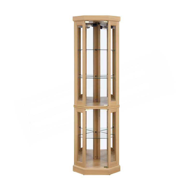 Lighted Corner Curio Cabinet - Display Case For Living Room, Antique Collectibles, Wine & Bar Glass Storage - Elegant Corner Design With Lights Included