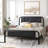 Kempst Full Size Bed Frame with Wood Headboard and Footboard, Industrial Rustic Full Metal Platform Bed with Heavy-duty Slats Support, No Box Spring Needed, Black-1227897885-1313203532
