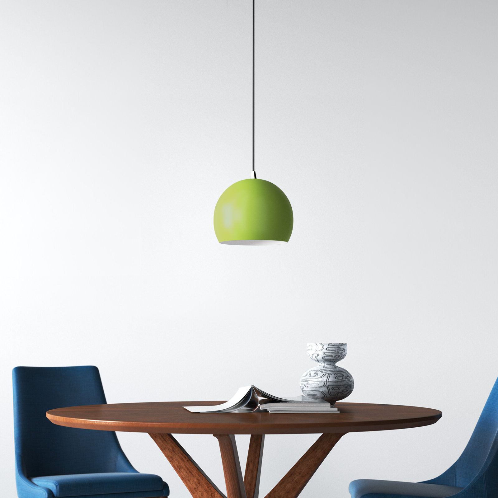 Schultz Dimmable Globe Single Light Pendant, Shiny Apple Green