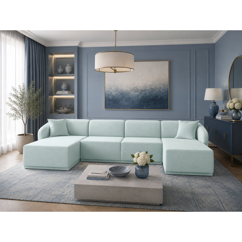 4 Seater Velvet Sofa & Chaise