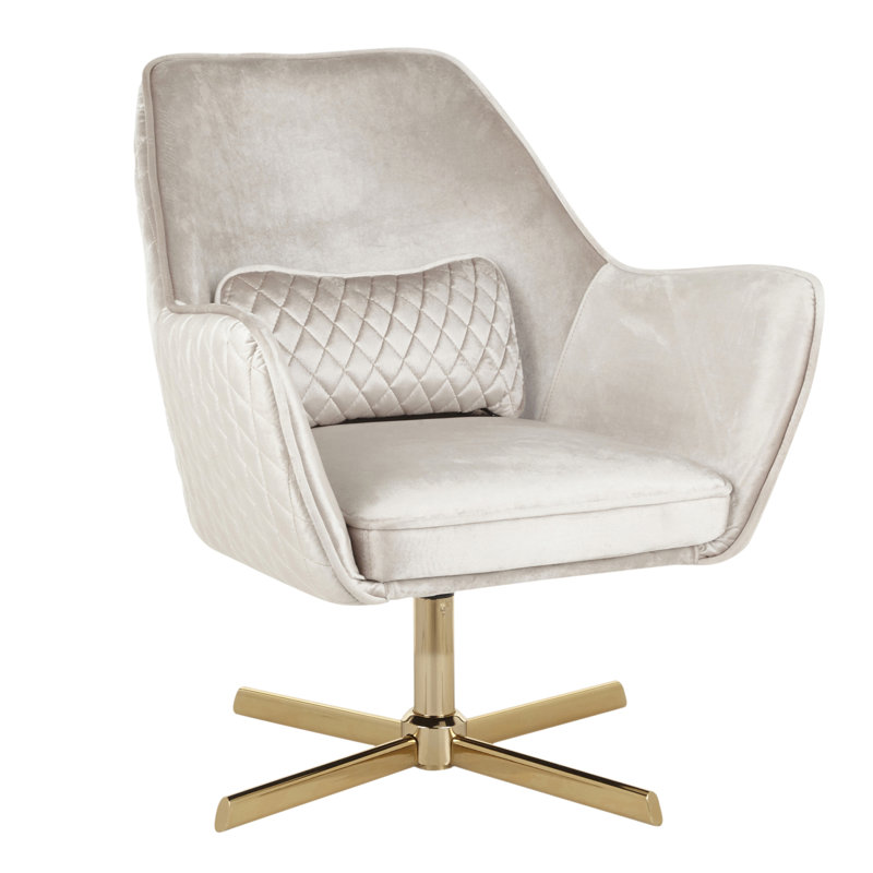 Diana Contemporary Lounge Chair In Gold Metal And Cream Velvet By Lumisource