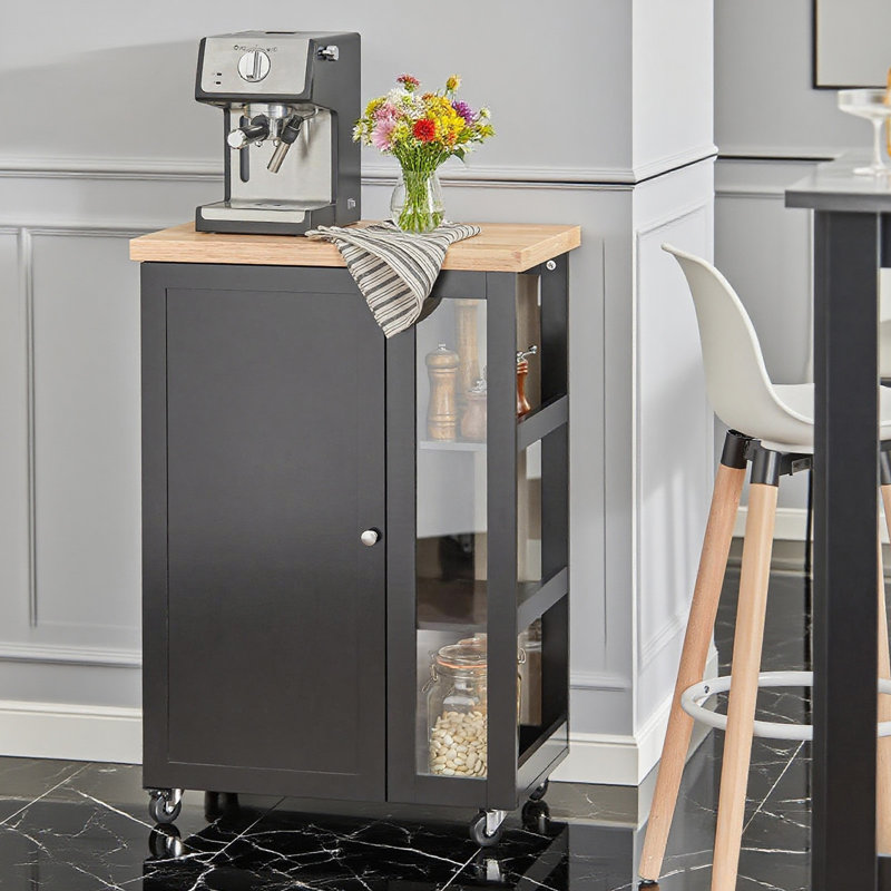 Kingon 60 cm W Kitchen Island with Top, Black