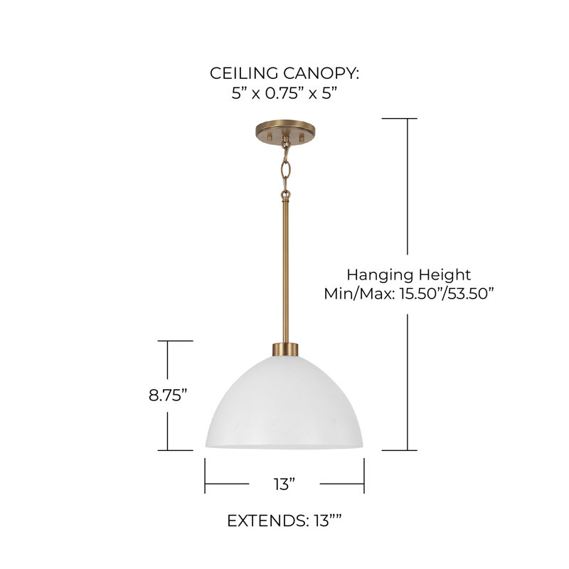 Ross 1 - Light Dome Pendant, White