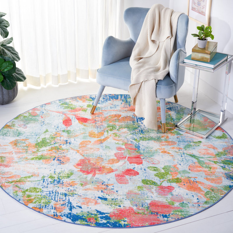 Clairan Performance Machine Washable Floral Rug, Rectangle 5'5" x 7'6"
