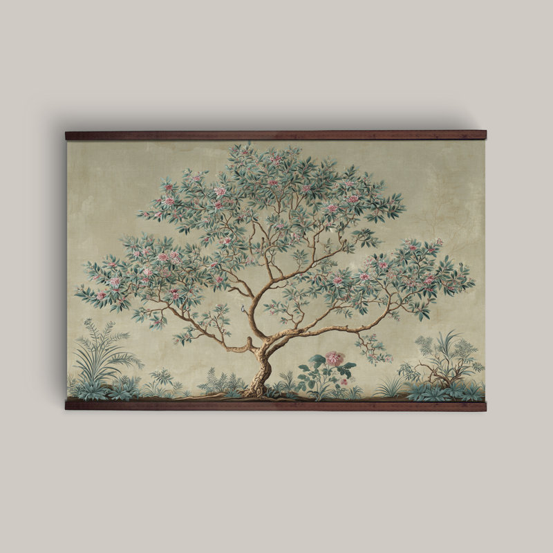 Arbre mural très grand arbre de vie rétro - Tenture murale botanique sur toile, H 32 po x l 48 po
