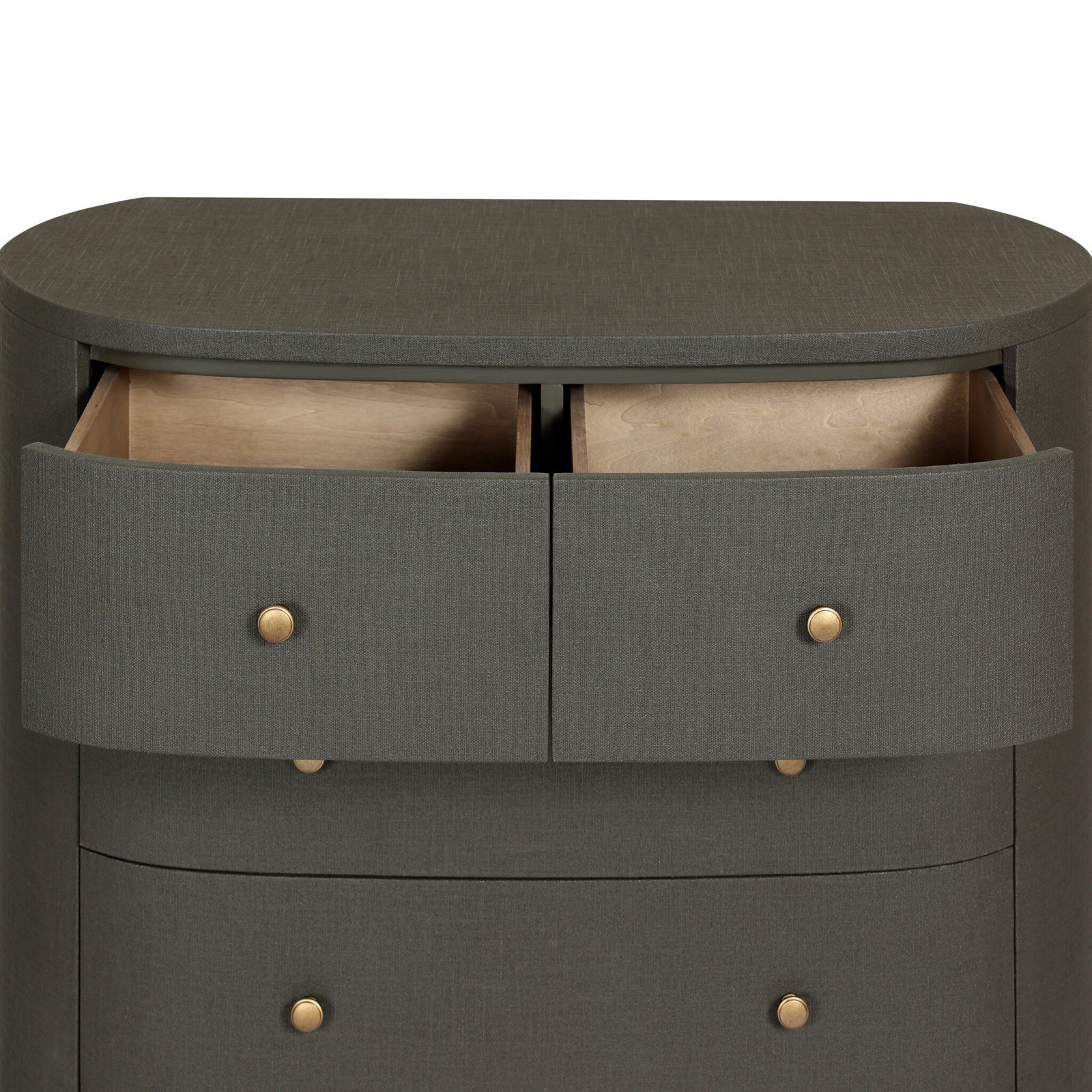 Mandola 40" Mahogany Dresser, Dark Green Lacquered Linen