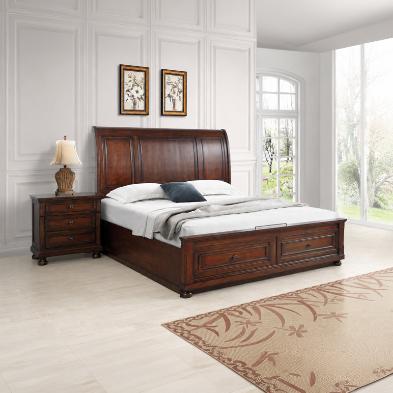 Ensemble de chambre à coucher Rosch 2pc, Deux pièces : Lit et table de chevet, Grand lit