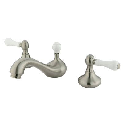 Kingston Brass Two-Handle 3-Hole Deck Mount Widespread Bathroom Faucet with Retail Pop-Up Drain