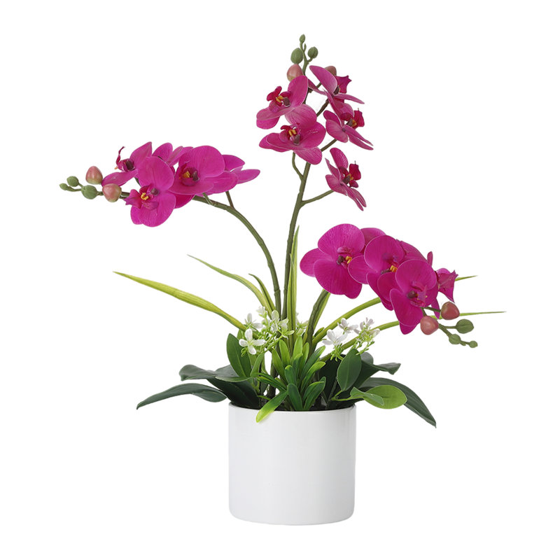 Fleurs artificielles artificielles avec vase pour centres de table, Violet