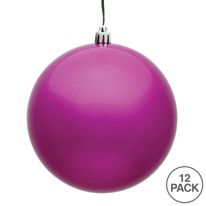 Holiday Décor Ball Ornament, 3" H x 3" W x 3" D, Fuchsia