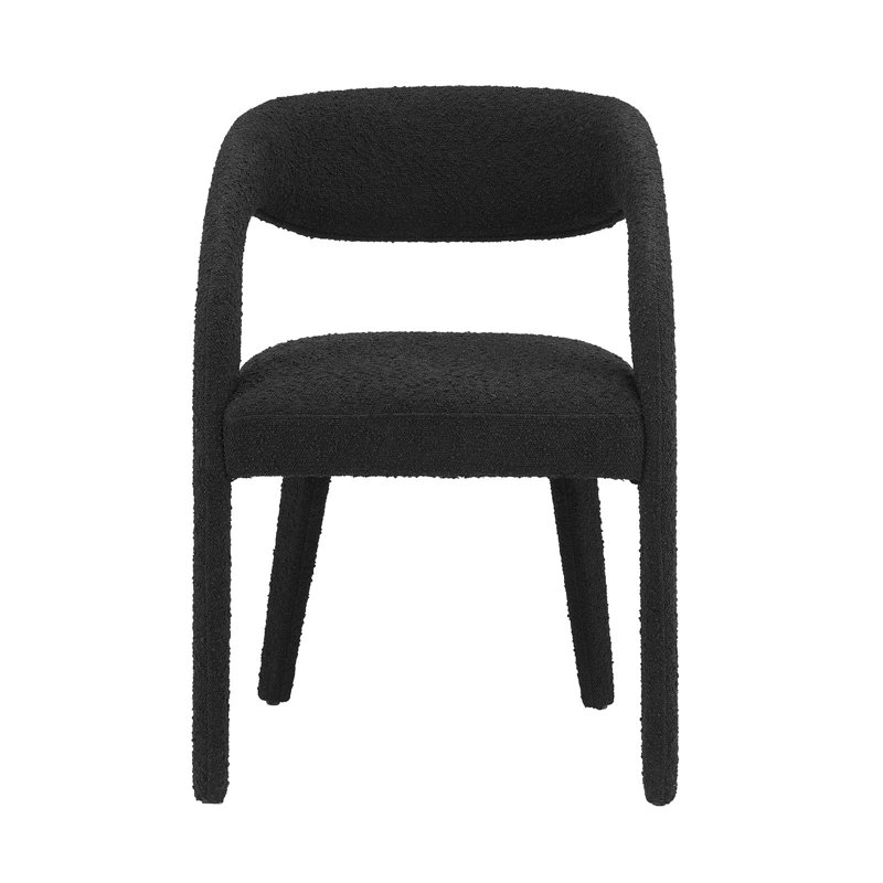 Modway Pinnacle Boucle Upholstered Dining Chair, Fabric Black
