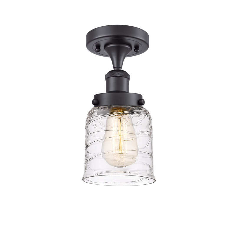 Plafonnier semi-encastré 1 lumière Anjelique, Noir mat, H 11 po x l 5 po x P 5 po, DEL