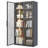 Tall Glass Display Cabinet 5-Tier Curio Cabinets Dining Cabinet With 4 Adjustable Shelves And Light Strip, Metal Frame Display Case Tempered Glass Display Shelf Collection Display Case Cabinet