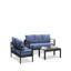 Ensemble de conversation de patio 3 pièces en aluminium 3 pièces, canapé d'extérieur 5 places avec coussins bleus épais et structure noire et table basse-61531840-61531842