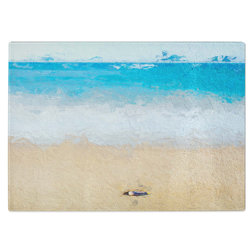 Tempered Glass Stone upon a Beach in Spain Chopping Board, 39 cm W x 28.5 cm L