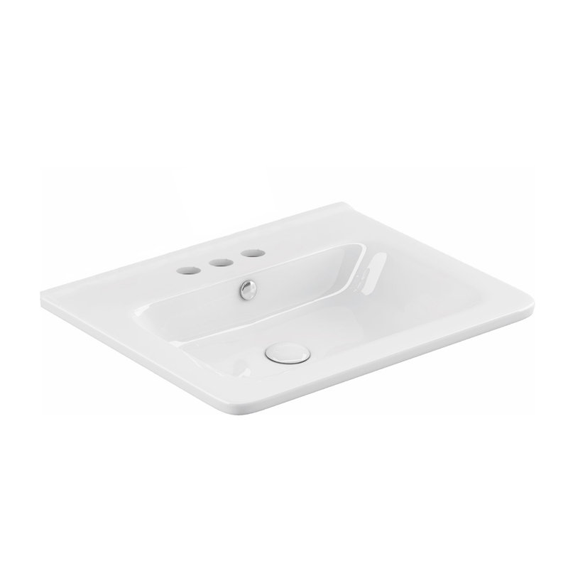Lavabo de salle de bain encastré blanc brillant Joy UN 50, Centres de 4 po