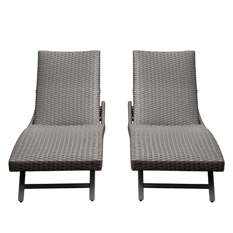 2-Piece Aluminum Wicker Outdoor Chaise Lounge