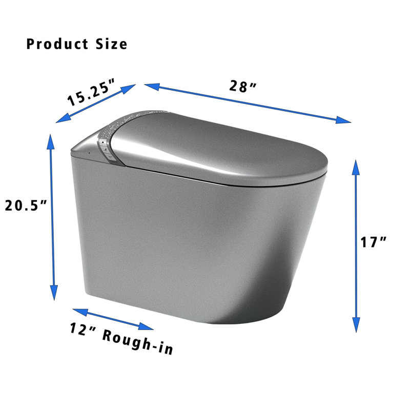 Starry Night Light Smart Toilet with Bidet Built In, Modern Design For Bathroom, Auto Open/Close Seat, Foot Sensor, LED Display,Night Light, Warm Water & Dryer