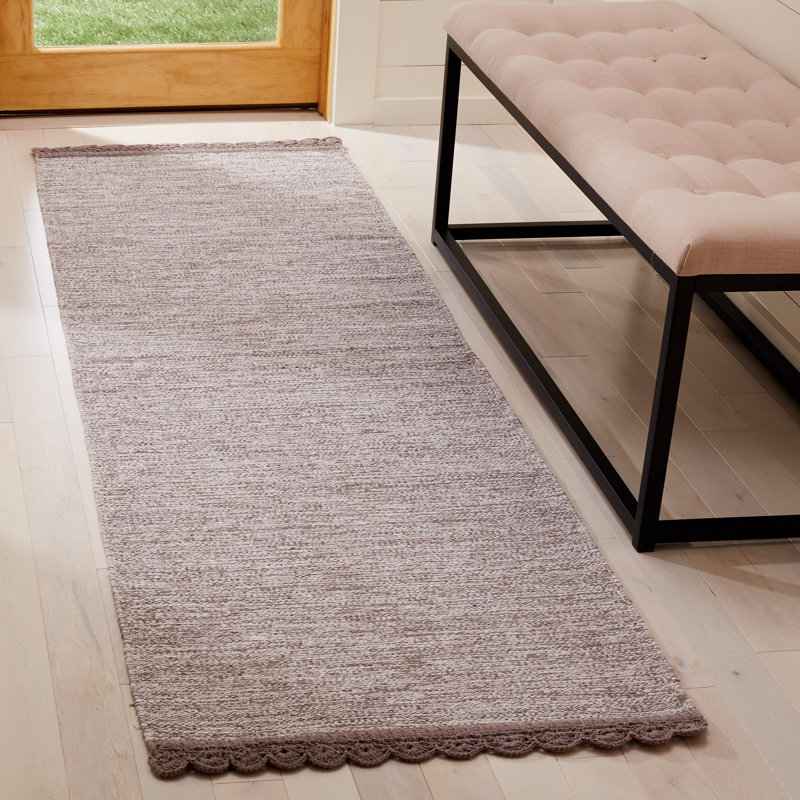 Tapis gris en coton tissé à plat à la main Mohnton, Tapis de couloir 2 pi 3 po x 7 pi