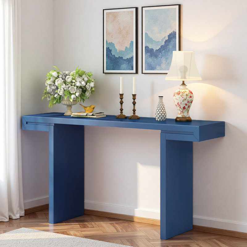 Console avec lignes géométriques et pieds réglables, Navy Blue