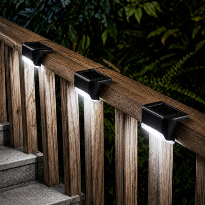 Solar Powered Integrated LED Deck Lights Outdoor Waterproof Step Light for Fence Patio Yard Pathway