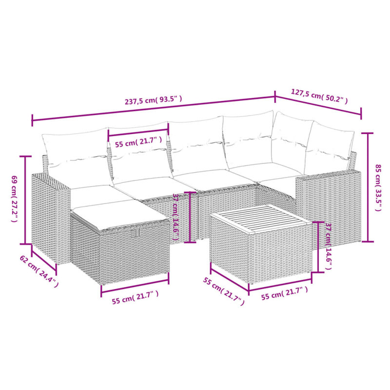 Ensemble de canapé de jardin Vidaxl