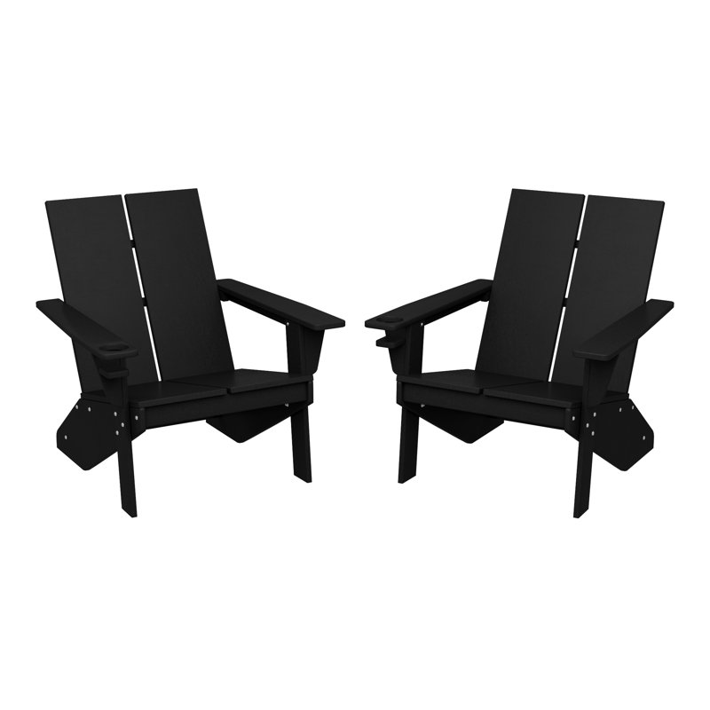 Modern Poly Adirondack Chair (Set Of 2), Black